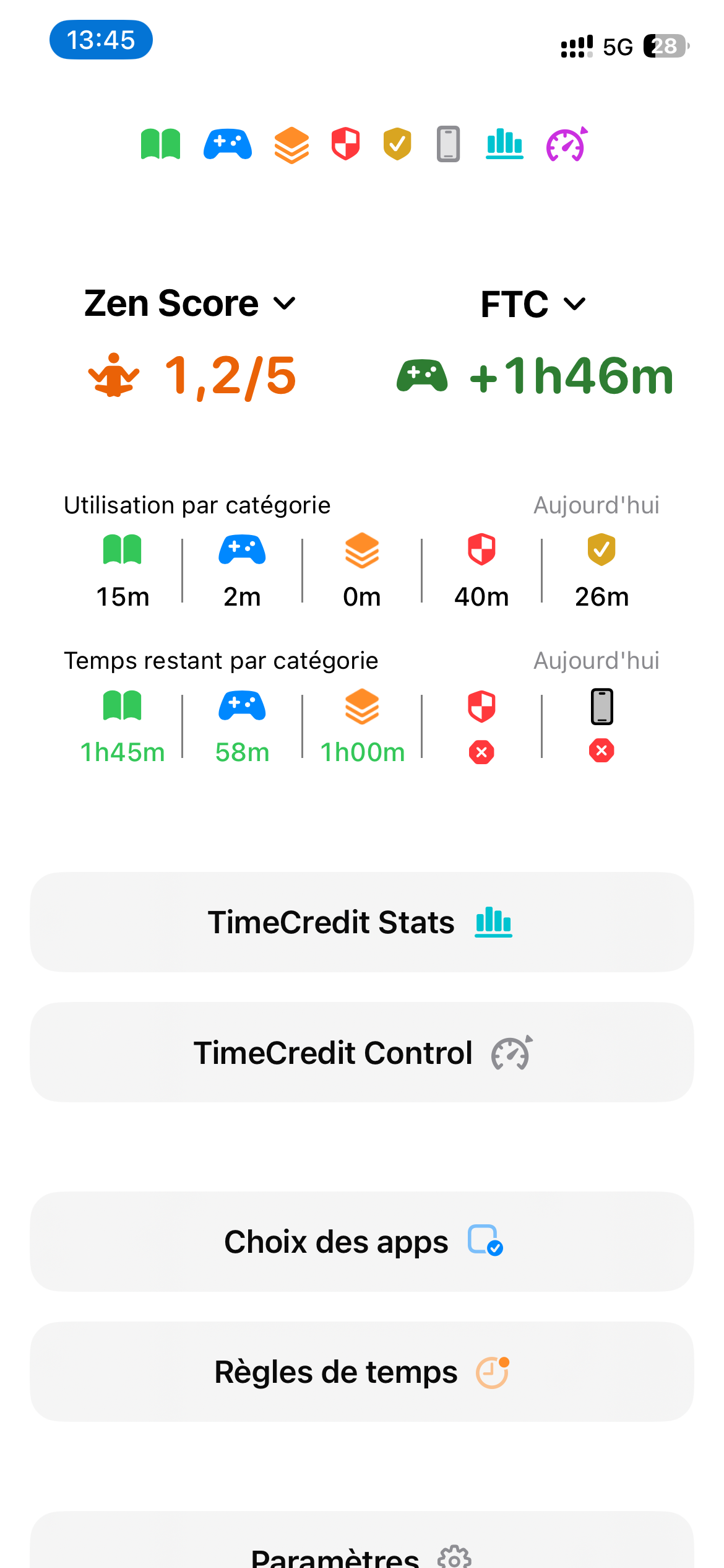 TimeCredit — Zen Score and Fun Time Credit on the home screen